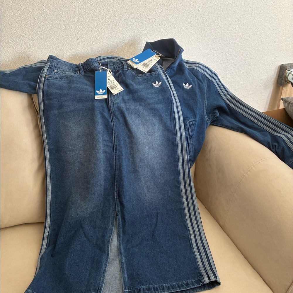 Adidas Indigo Denim Jacket and Skirt Set